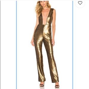 Gold Sequin Jumpsuit nbd Revolve NWT